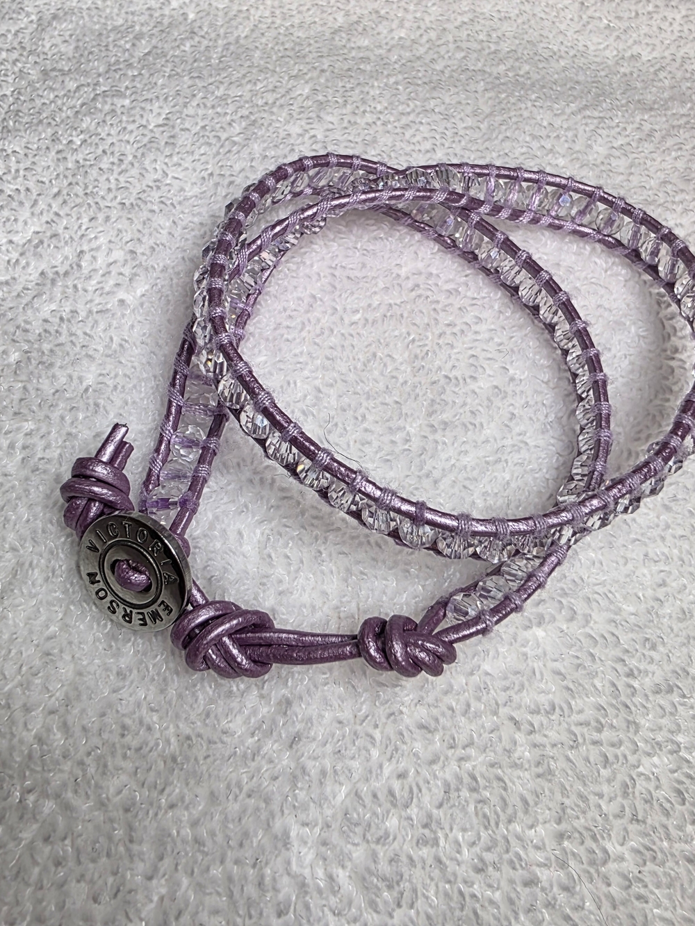 Victoria Emerson Lavender Wrap Bracelet with Clear Crystal Beads